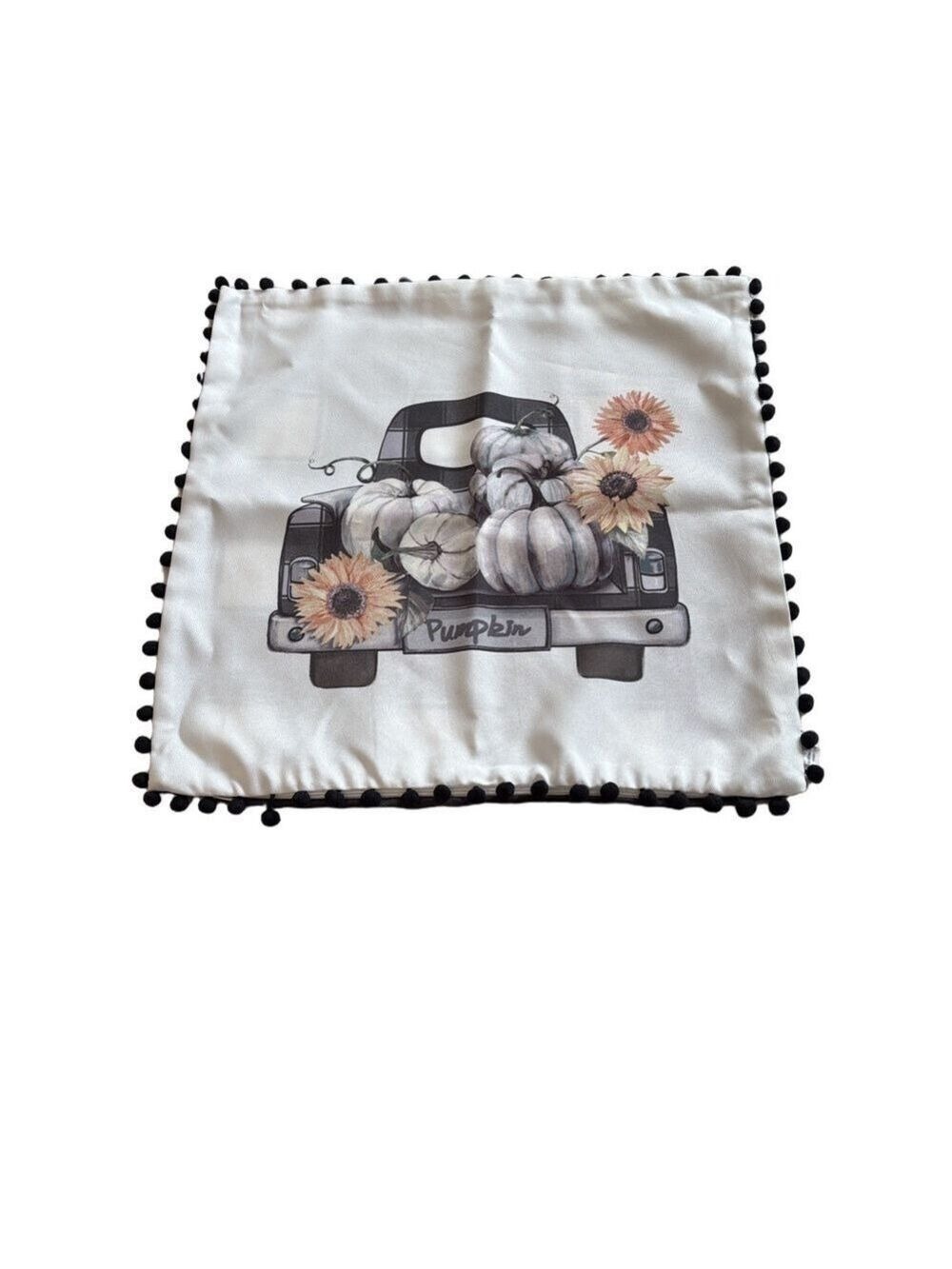 Autumn fall themed throw pillow cover. Hobby Lobby farm truck pumpkins sunflower